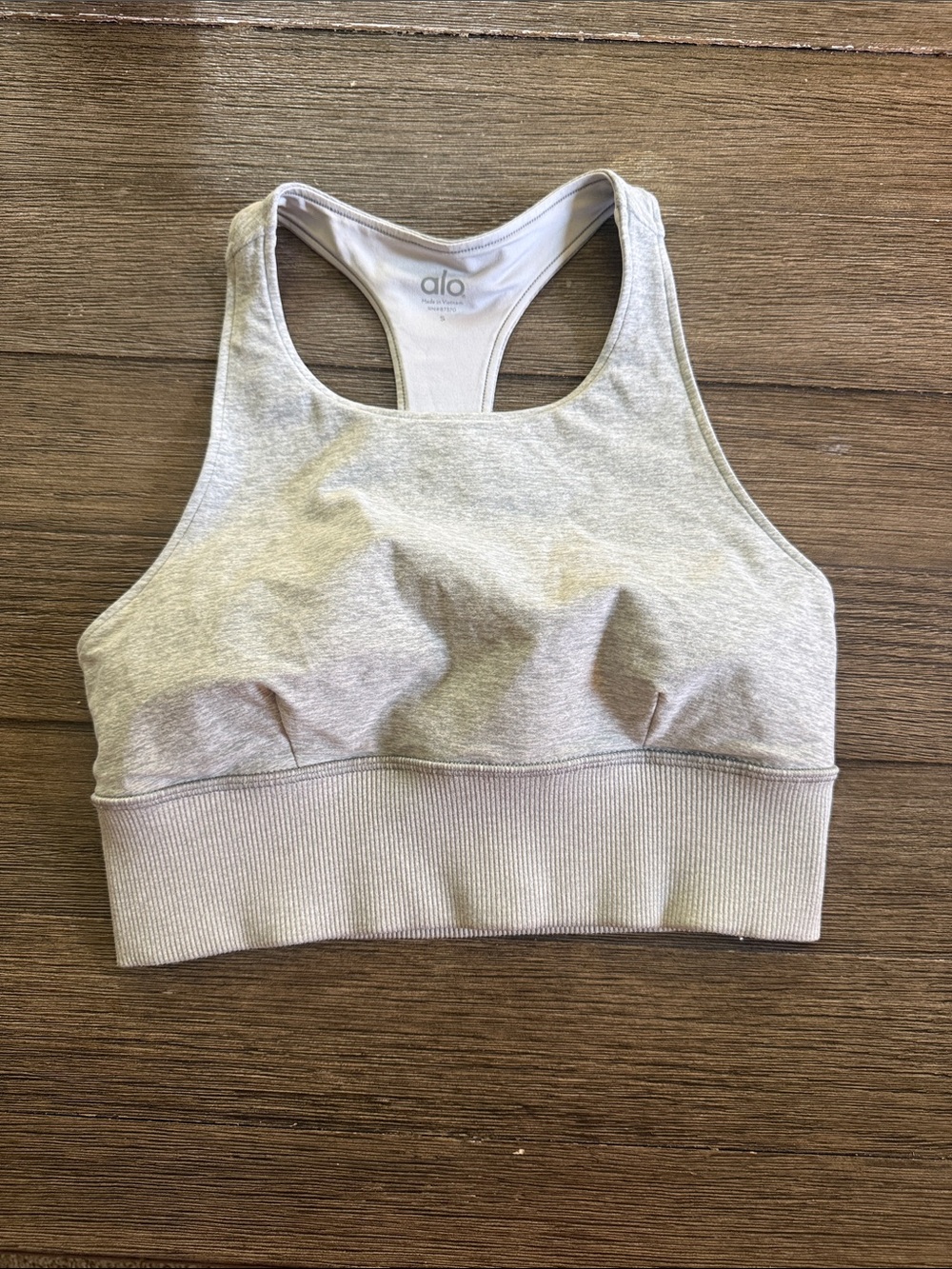 Alo High Neck Racerback Sports Bra in Light Gray